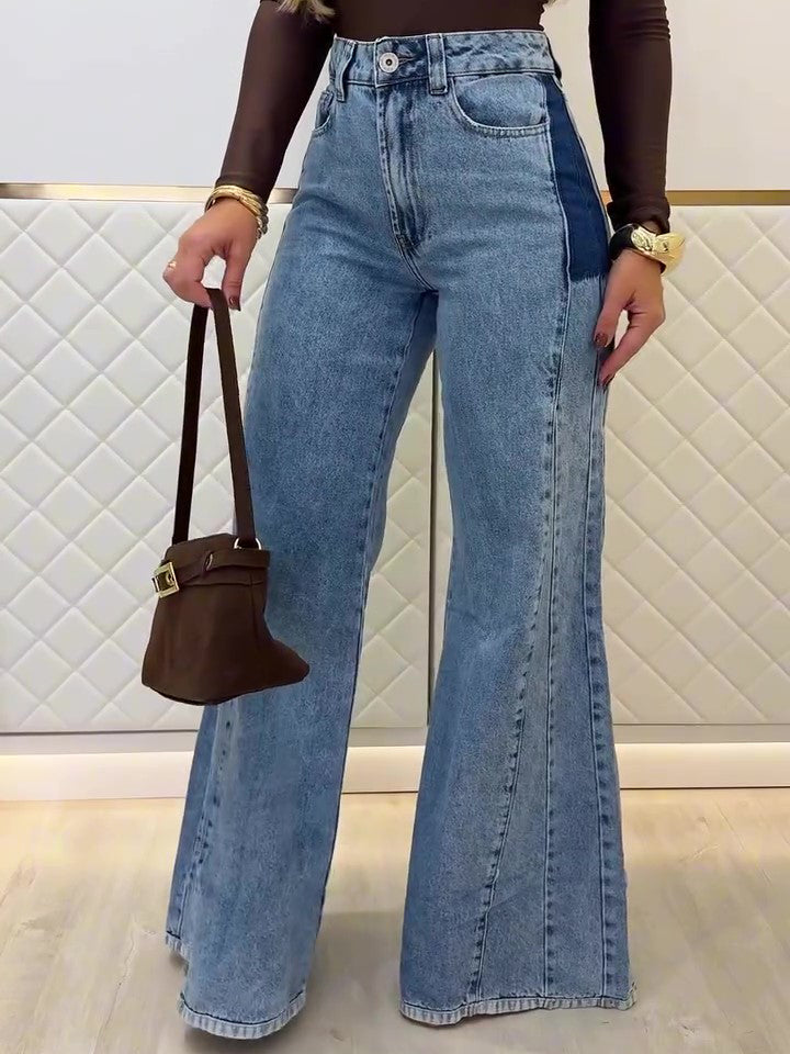 Light Blue High-Waisted Flared Denim Jeans
