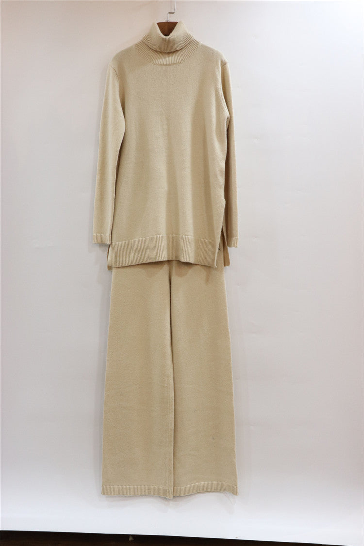 Ensemble deux-pièces femme en cachemire : manteau et pantalon coupe ajustée