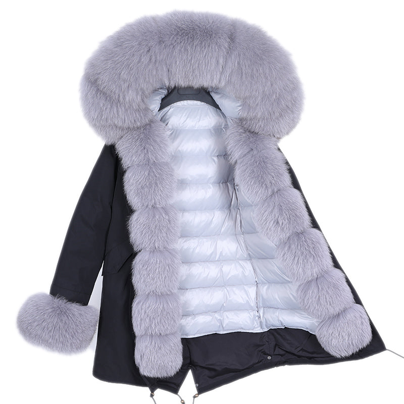 Fur Coat With Detachable Inner Liner and Placket