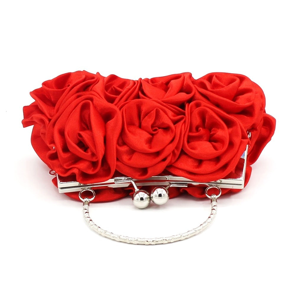 Silk Handheld Rose Bridal Dinner Bag 20x12x5cm