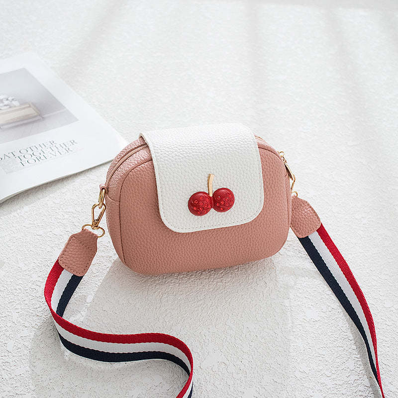 Sweet Cherry Small Square PU Leather Messenger Bag 18cm