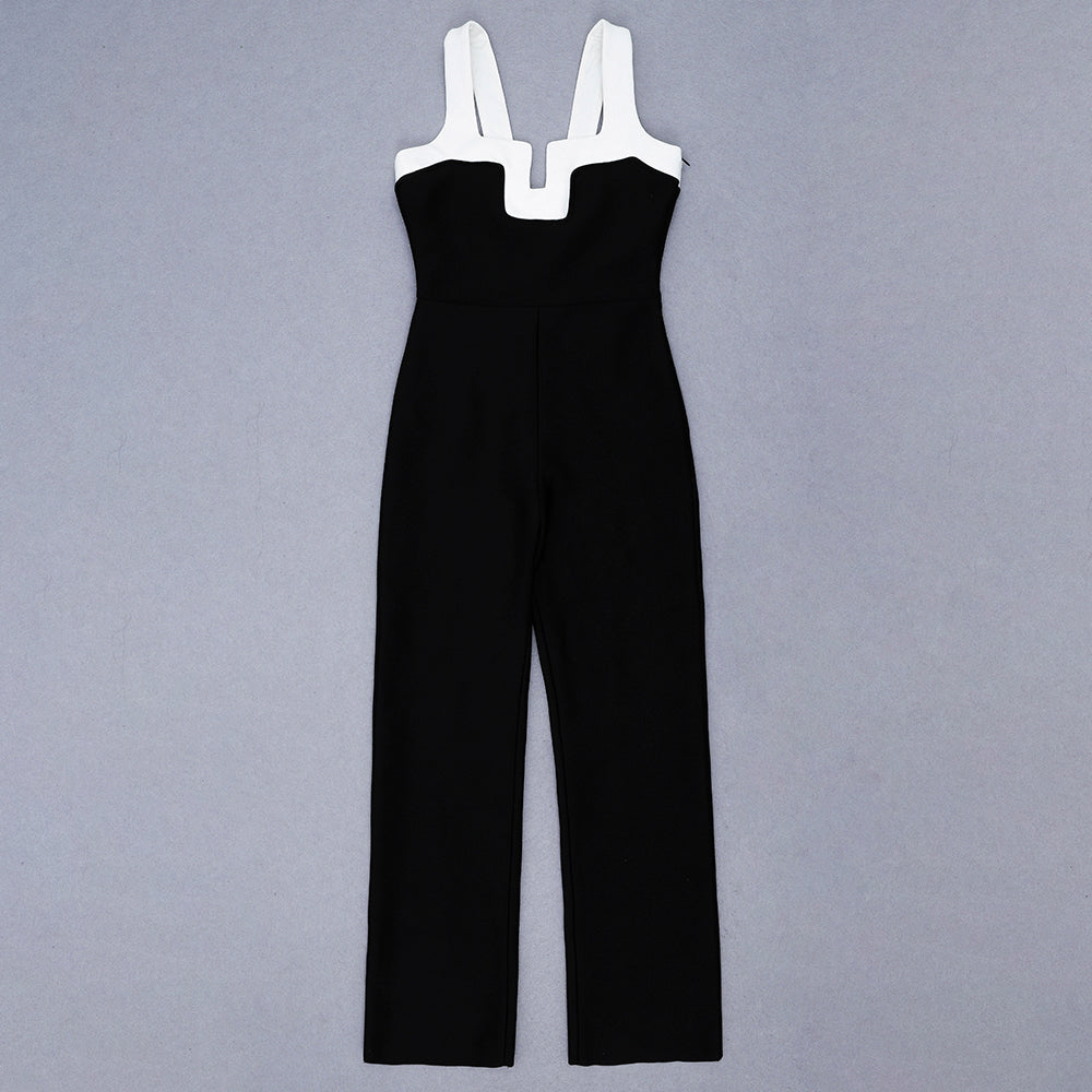 High Waist Black Wide-Leg Pants Jumpsuit