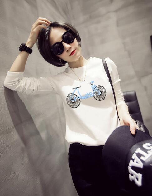 Long Sleeve Cartoon Versatile T-Shirt Polyester Fiber