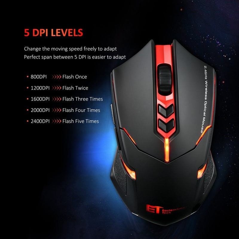 Silent Power-Saving Wireless Mouse with Luminous LED and 7 Buttons