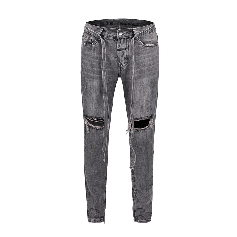 Jeans en Coton Zippés avec Guide des Tailles