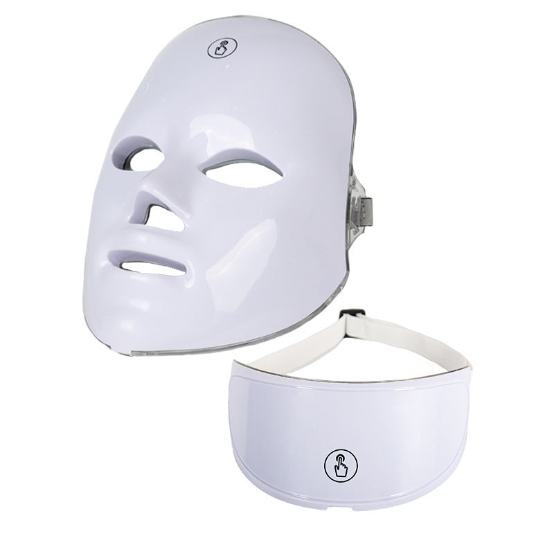 White Rechargeable Colorful LED Facial Beauty Mask with USB Charging