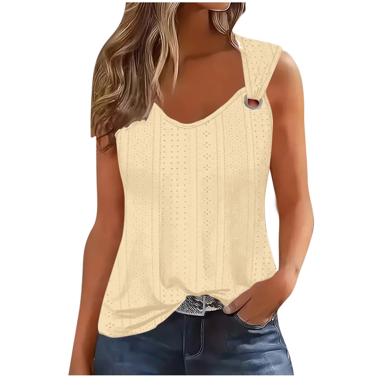T-Shirt Gilet Femme Col V Sans Manches Couleur Unie