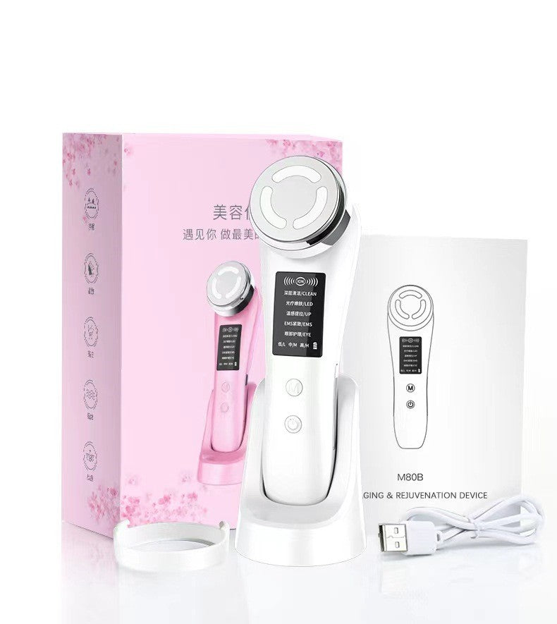 Appareil de beauté domestique à lumière colorée, massage facial par micro-courant, nettoyage