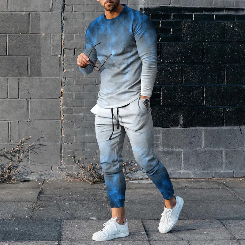 Casual Loose Gradient Long Sleeve Sweater Two-Piece Set