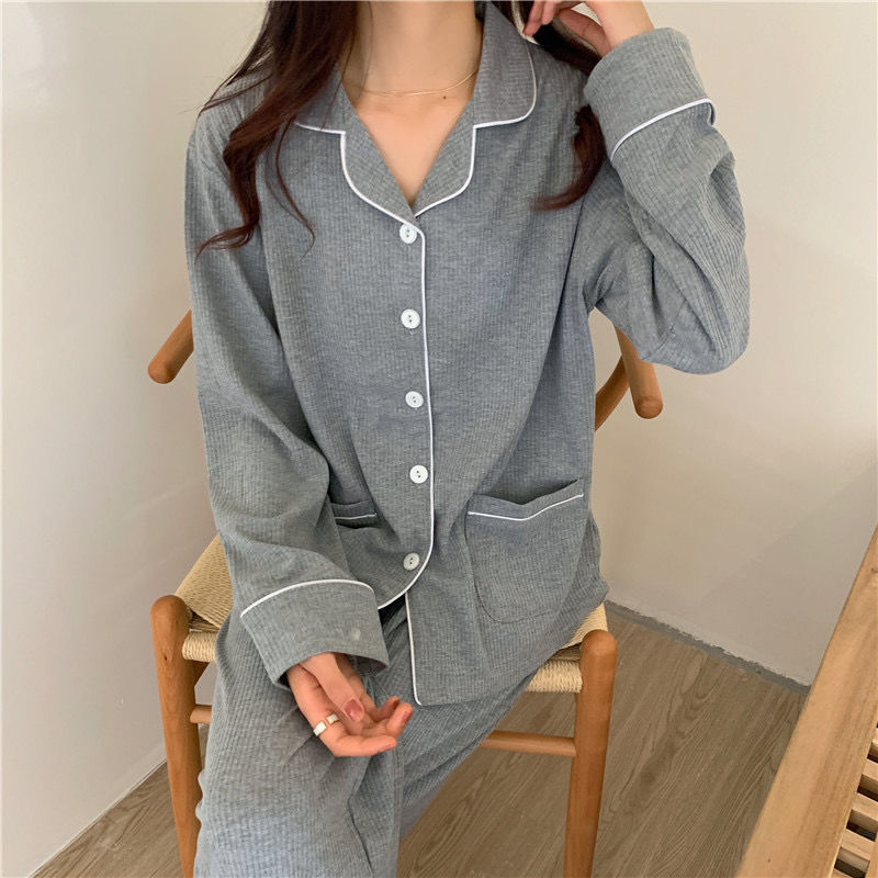 Ensemble Confortable de Vêtements d'Intérieur en Soie de Lait pour Femme, Gris et Bleu, Tailles L-2XL