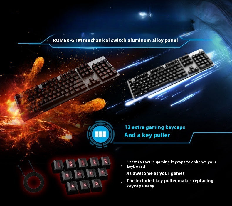G413 Mechanical Gaming Keyboard 104 Keys Metal Panel Backlight USB