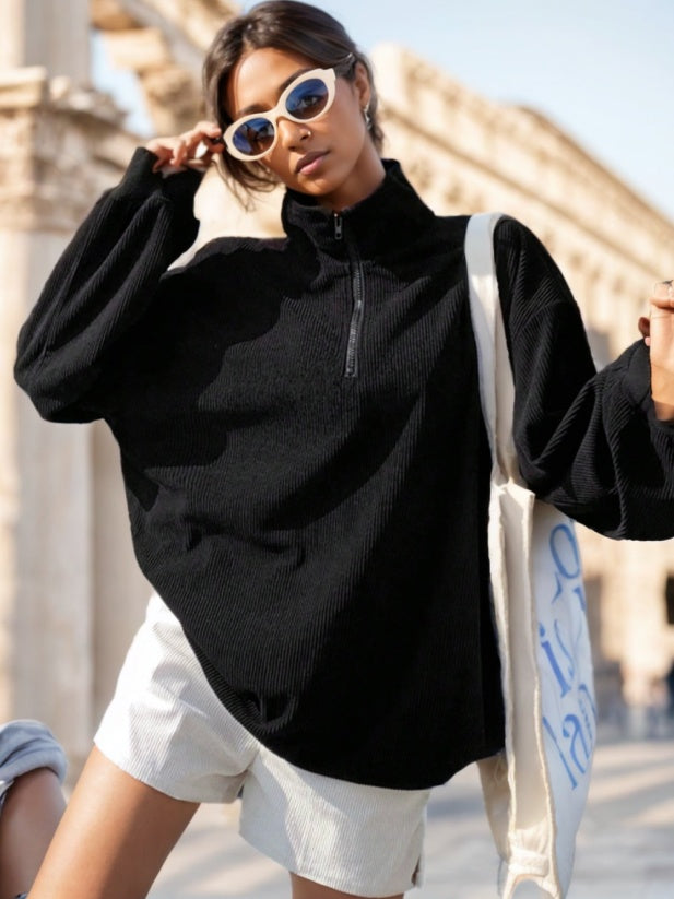 Women’s Casual Leopard Print Zip-Up Long Sleeve Sweatshirt