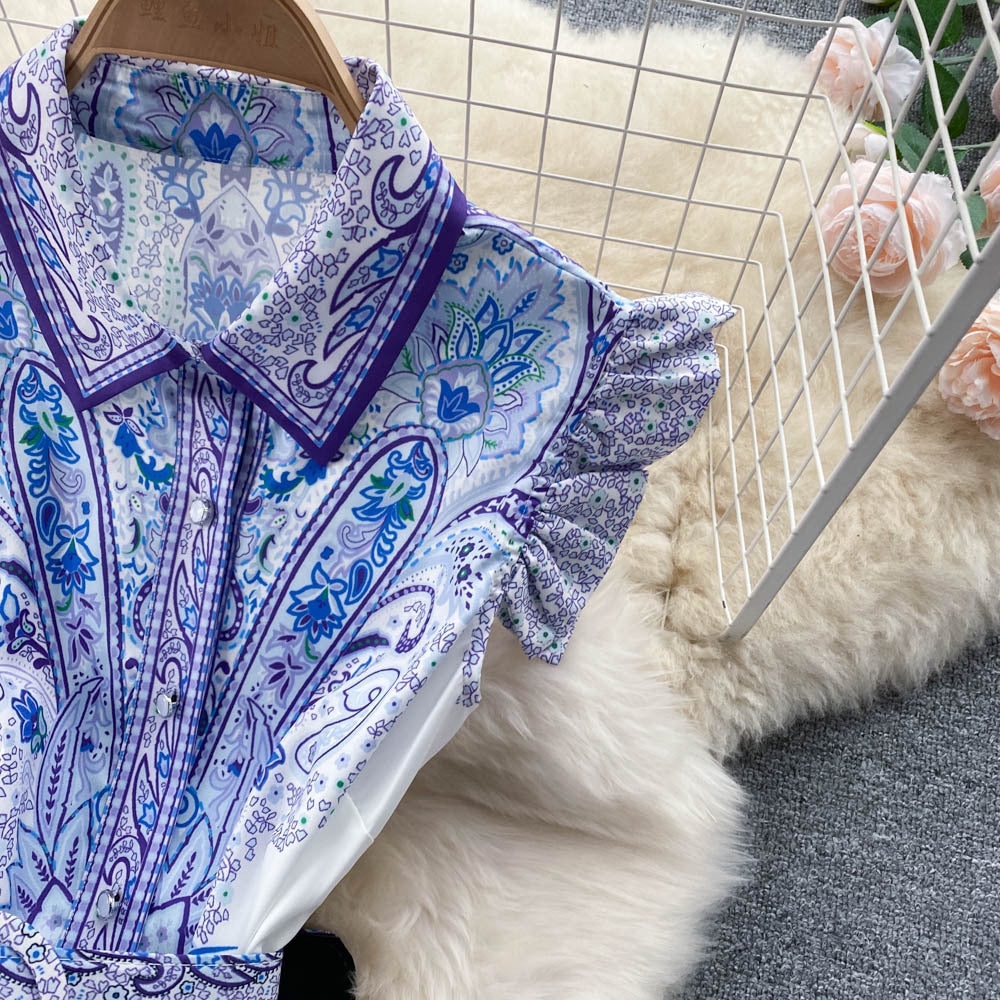 Robe Rétro Femme d'Été Col Polo Taille Haute à Lacets, Blanche et Bleue