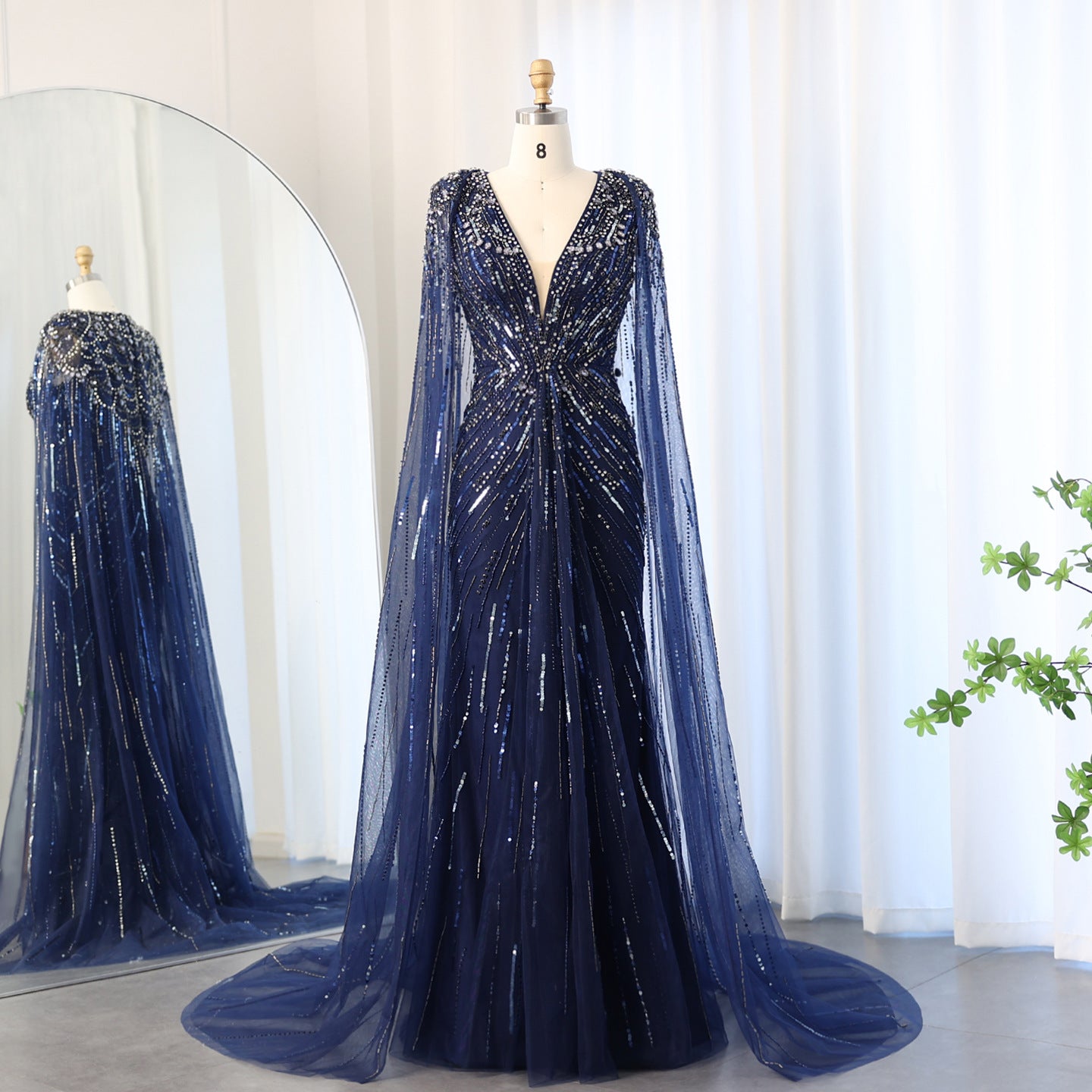 Elegant Long V-Neck Lace Dress in Multiple Colors