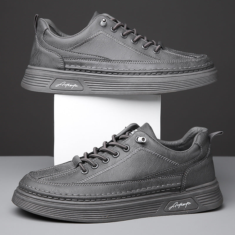 British Style Casual Low-Top Men's Shoes in Black, Gray & Khaki
