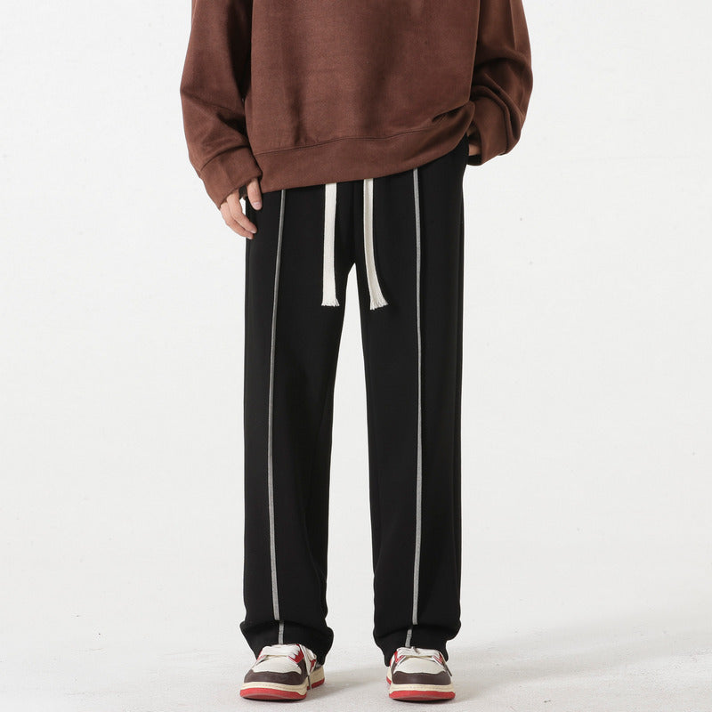 Men's Casual Loose Straight-Leg Pants in Gray & Black