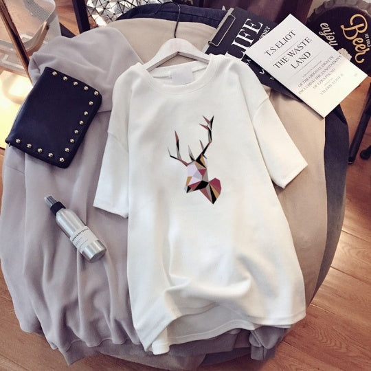 Loose Cotton Cartoon Print Pullover Top