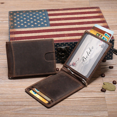 Handmade Leather Wallet RFID Blocking 10x7.5cm