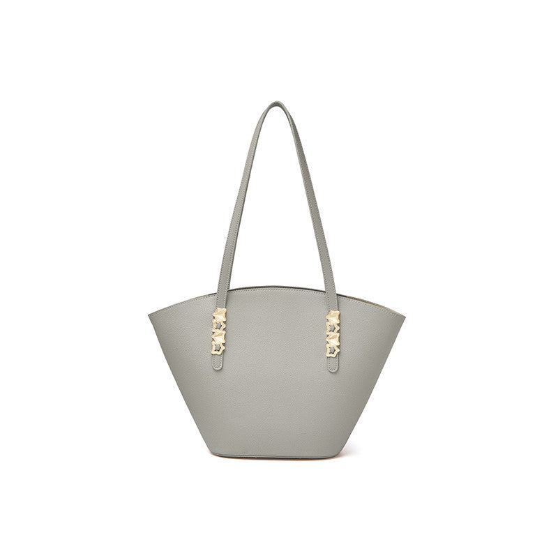 Large Capacity Cow Leather Basket Shoulder Bag
