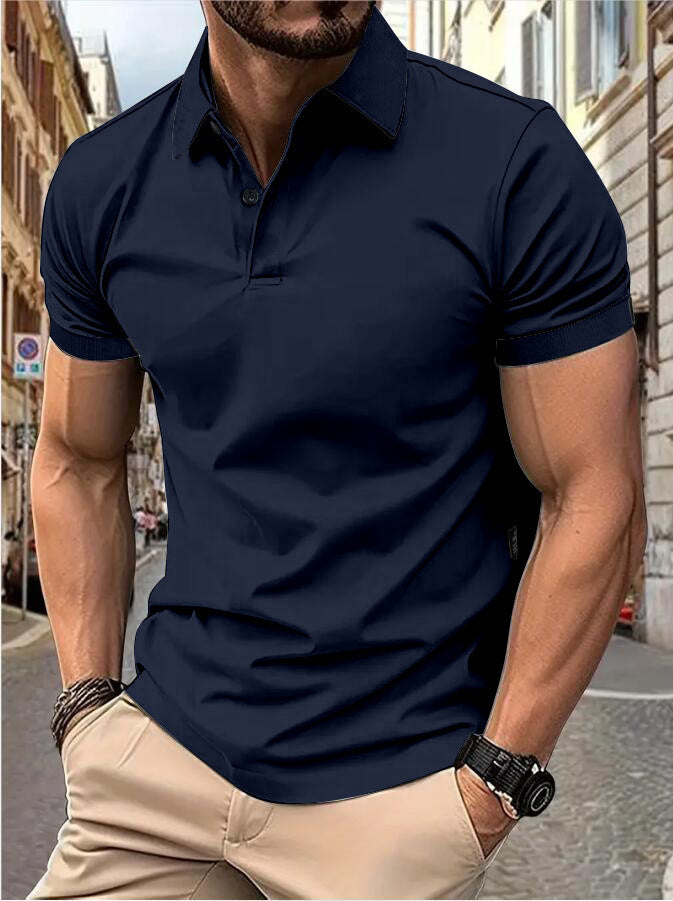 Men's Summer Solid Color Slim Fit Short Sleeve Tops