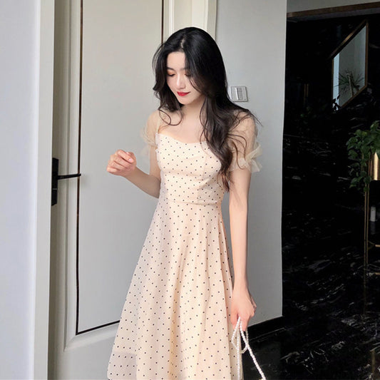 Polka-dot mesh dress