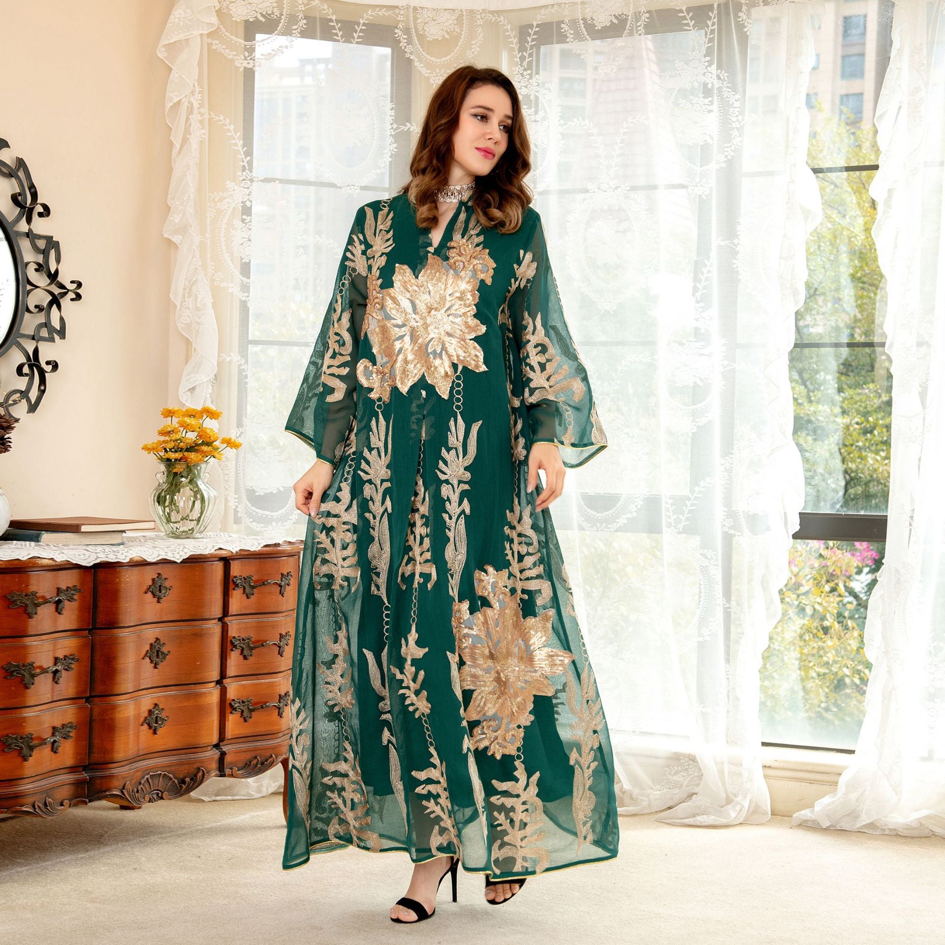 Robe à Paillettes Moyen-Orient Robe de Soirée de Célébrité de Luxe Léger Musulmane