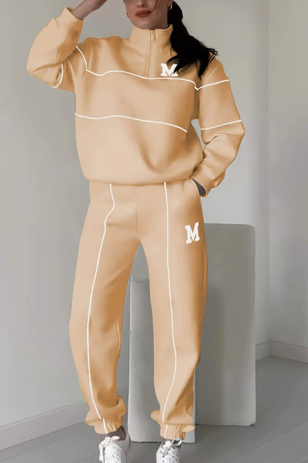 Ensemble survêtement et pantalon de survêtement 2 pièces sans capuche pour femme