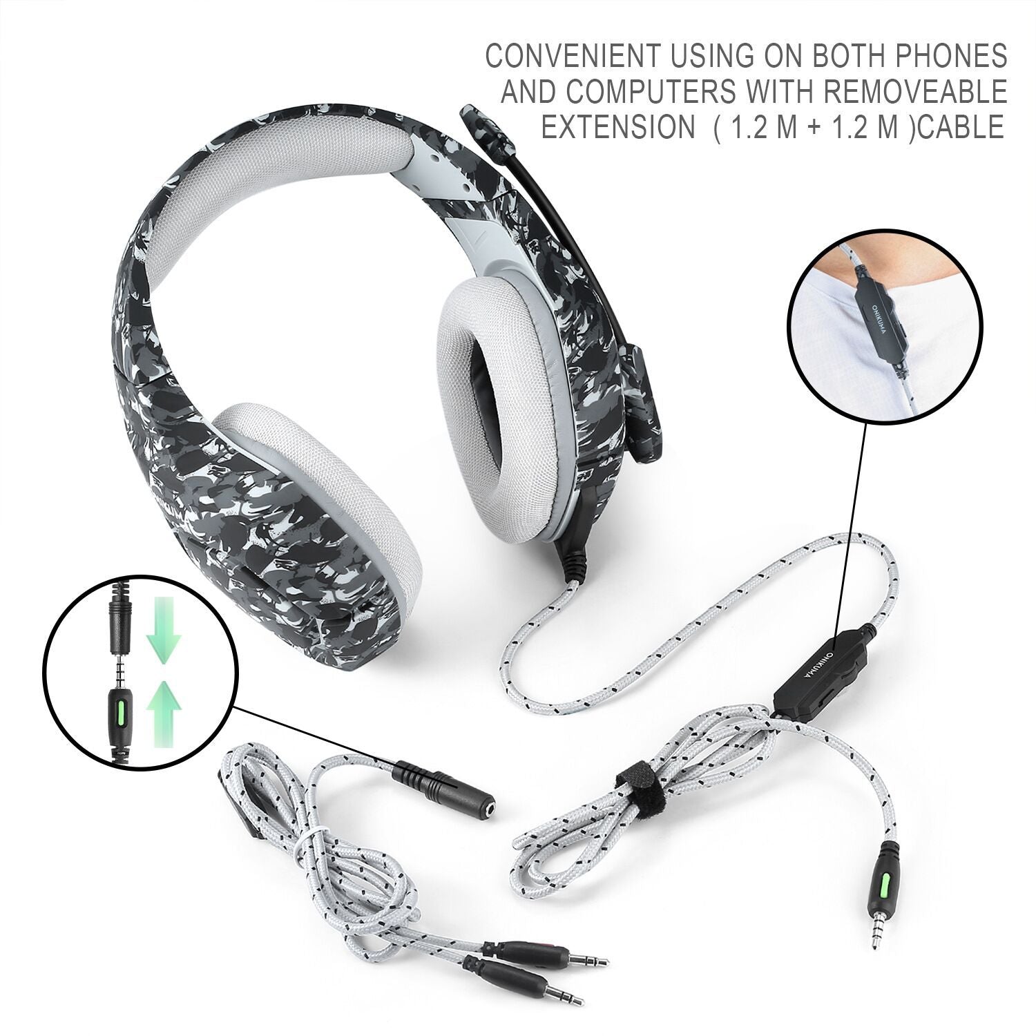 Destruction Camouflage Wired Gaming Headset with Mic