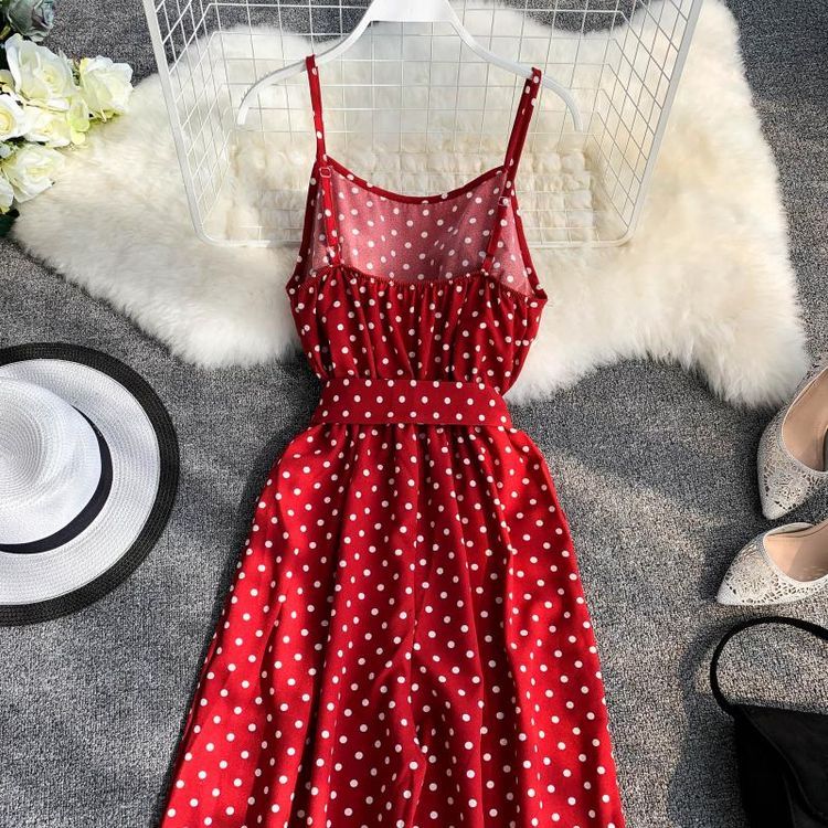 Polka Dot V-Neck Sling Jumpsuit