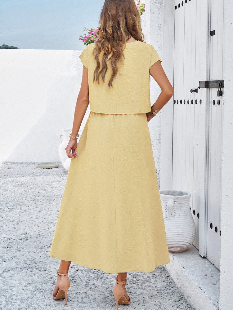 Women's Sleeveless Minimalist Top & Long Skirt Set