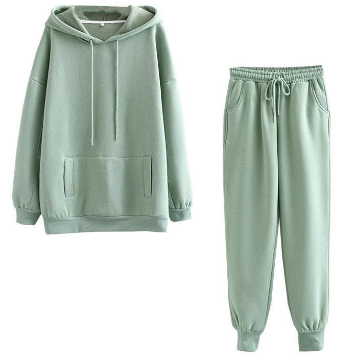 Two-Piece Casual Fleece Sweater and Straight Pants Set in Multiple Colors, Sizes S-XL