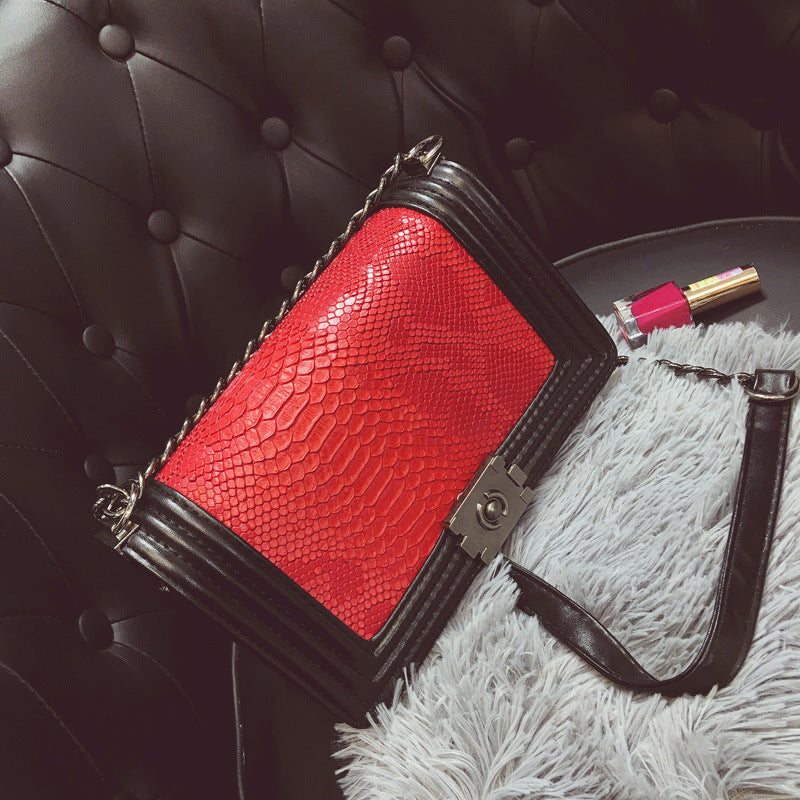 Snake Lock PU Shoulder Bag 25CM
