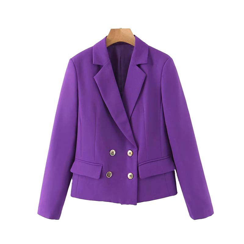 Women's Purple Double Breasted Blazer