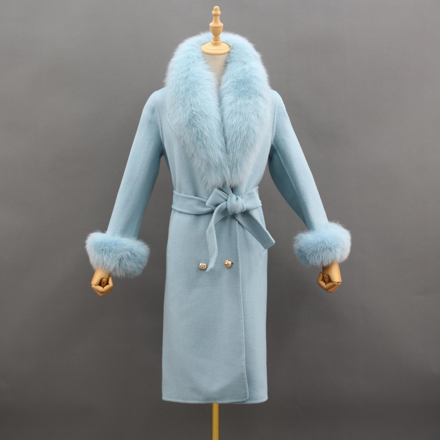 Fox Fur Detachable Collar Double-Sided Green Fruit Coat