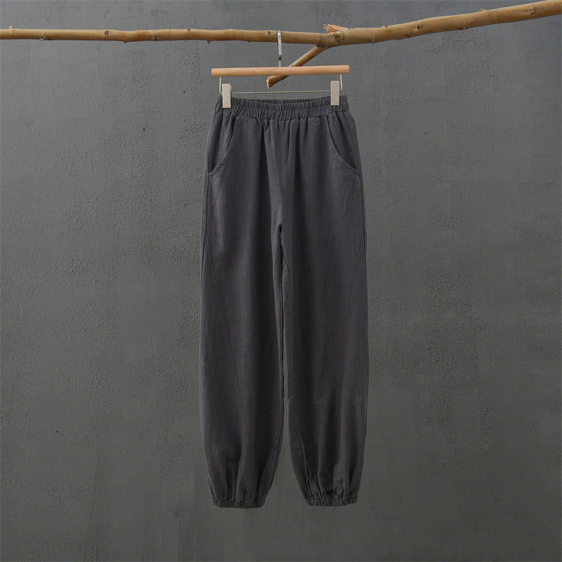 Women's Cotton And Linen Slub Casual Trousers Lantern Yoga Pants