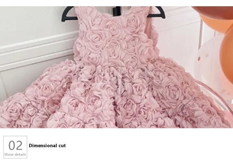 Robe de Princesse Rose pour Bébé Fille 1 An Anniversaire