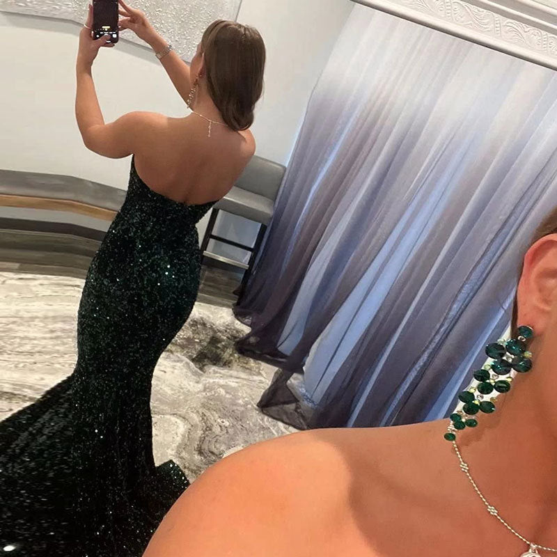 Sequin Long Evening Dresses for Women Formal Prom Party Gowns