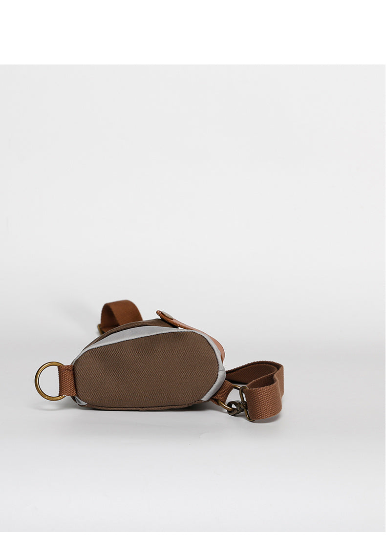Canvas Chest Bag Crossbody Shoulder Bag with Geometric Pattern