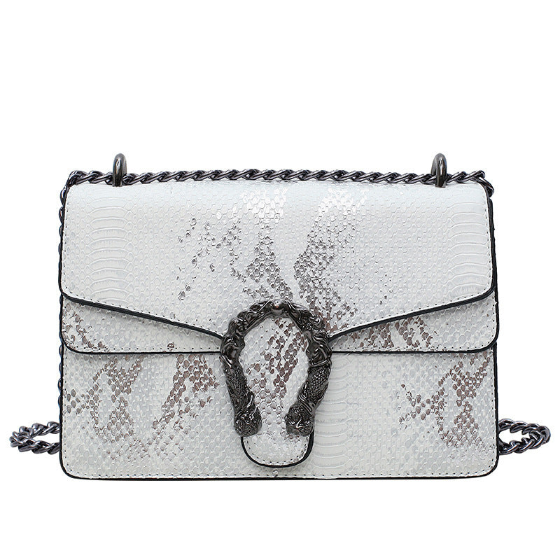 Snake Pattern PU Chain Crossbody Shoulder Bag