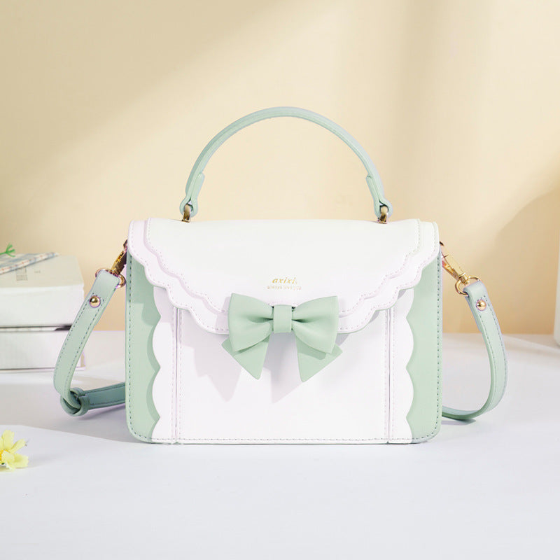 Sac à bandoulière carré en PU style nœud pour femme 21x15x9.5cm