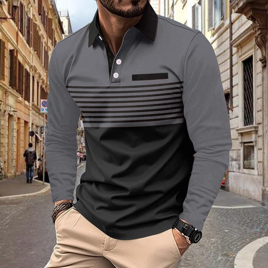 Men's Sports Polo Shirt with Pocket - Solid Colors, Cotton Blend
