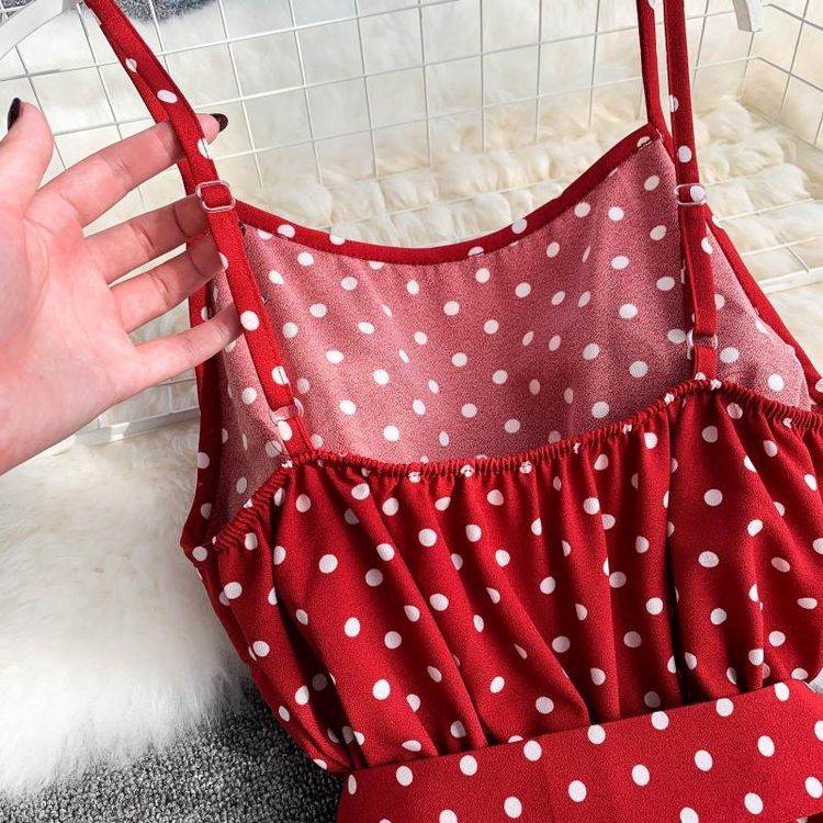 Polka Dot V-Neck Sling Jumpsuit