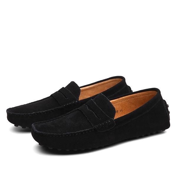 Men's Casual Cowhide Leather Shoes with Rubber Sole