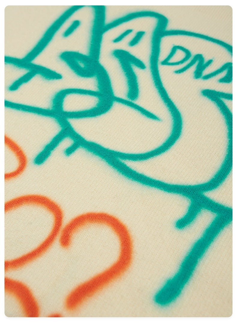 Men's Graffiti Printing Loose Knit Sweater
