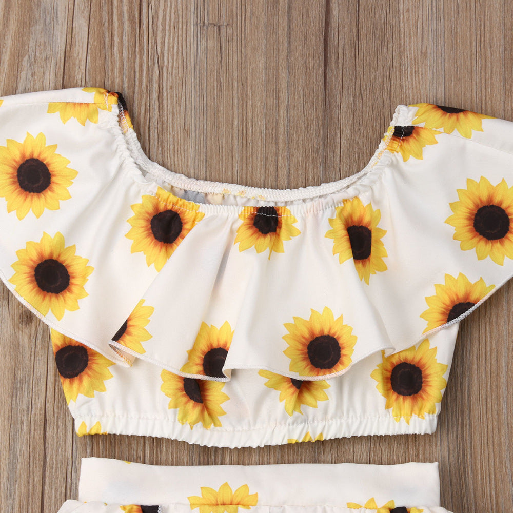 Children's Sunflower Top, Culottes & Hair Band 3-Piece Set