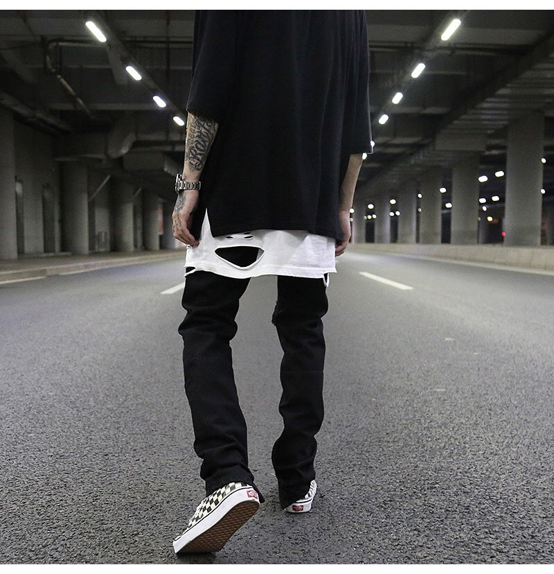 Slim-Fit Zippered Cotton Jeans