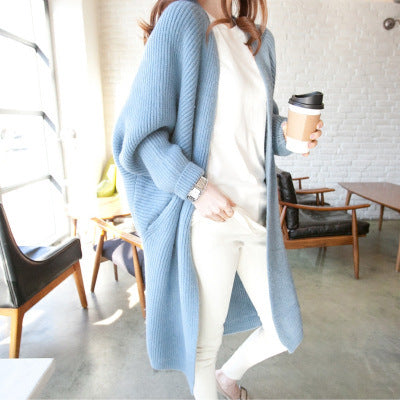 Women's Mid-Length Bat Sleeve Sweater Jacket