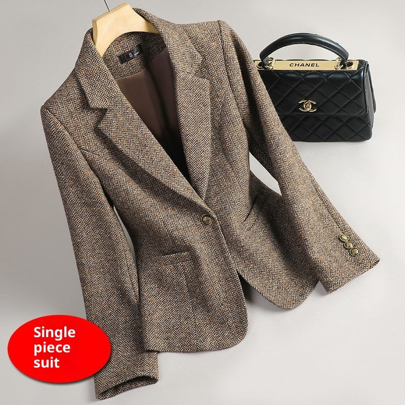 Women's Wool Suit Jacket in Pink, Brown & Gray - Sizes S-XXXL