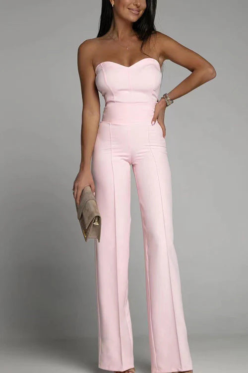 Women's Slim-Fit Sleeveless Geometric Tube Top Jumpsuit