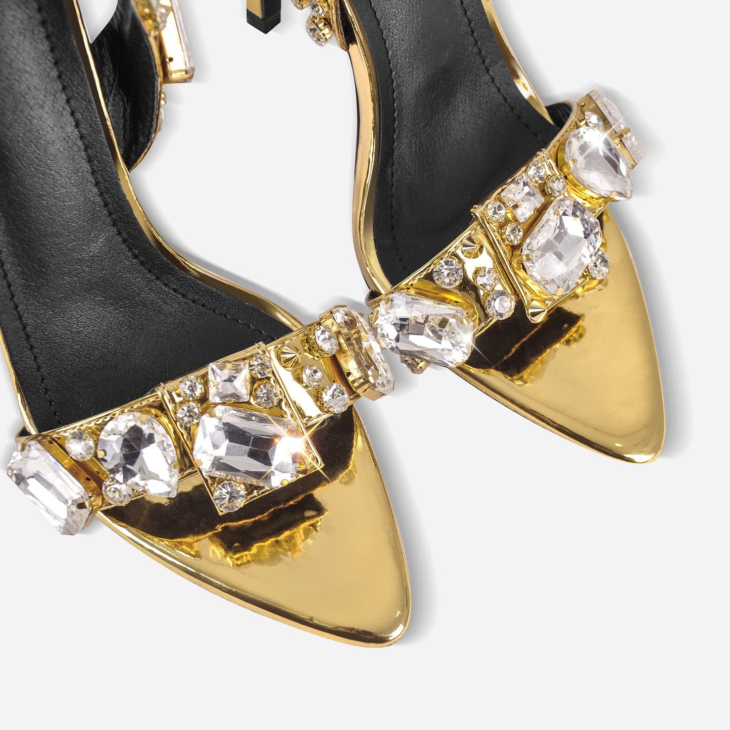 Escarpins à talons aiguilles rivetés et strass pour femmes